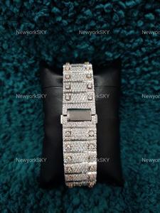 Haute Qualité Moissanite Glacé De Luxe Style En Acier Inoxydable Montres-Bracelets Boîtier Carré Cadran En Verre En Gros Exportation Inde Bas Prix - Product Image 5