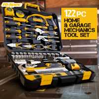 Ensemble d'outils de réparation automobile complet Hi-Spec 122 pièces, en acier au chrome-vanadium, boîte à outils de maintenance pour garage, coffret rigide