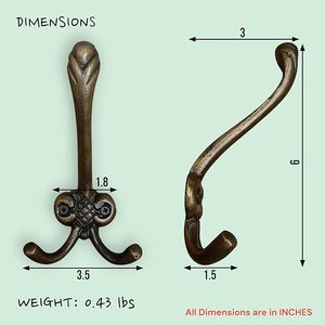 Antique Brass Decorative Wall <b>Hooks</b> Iron Casted Aluminium Bathroom Door <b>Hooks</b> for <b>Towel</b> Hat and Coat Antique Finish - Product Image 6