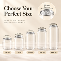 Boîtes en plastique PET transparentes de haute qualité avec couvercles en aluminium, contenants pour sodas et boissons gazeuses, personnalisation acceptée, échantillons gratuits