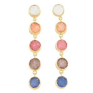 Boucles d'oreilles pendantes en forme de Druzy, bijou créatif fait à la main, rond en sucre naturel, plaqué or, Texture et finition, pour elle - Product Image 1