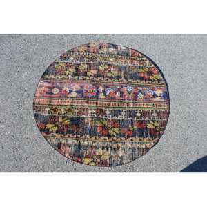 Alfombra turca vintage clásica ecológica de pelo medio, 3,8x3,8 pies, lana, rojo, amarillo, diseño de retazos, área grande, comedor ovalado - Product Image 3