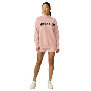 Conjunto de 2 Piezas para Mujer, Cuello Alto, Estilo Urbano, Color Sólido, Logotipo Personalizado, Shorts, Poliéster y Algodón Ecológico - Product Image 1