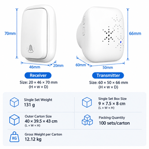 Blanco UE Reino Unido EE. UU. Enchufe Pulsador <span class=keywords><strong>Timbre</strong></span> Inalámbrico <span class=keywords><strong>Timbre</strong></span> Impermeable Inteligente Batería Libre <span class=keywords><strong>Timbre</strong></span> Cinético <span class=keywords><strong>Timbre</strong></span> - Product Image 2