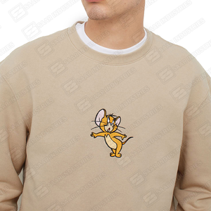 Sudadera SAAR INDUSTRIES Beige con Cuello Redondo y Logotipo de Rhinestone Jerry, 100% Algodón, 220gsm, Impresión Digital de Invierno, Ropa Casual - Product Image 2