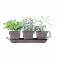 Desain terbaru Pot tanaman logam Set penanam dengan nampan untuk dalam ruangan taman luar ruangan Set 3 dengan nampan dalam harga wajar