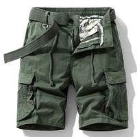 Short Cargo en Coton pour Homme, Classique, Décontracté, Multi-poches, Tactique, Taille Élastique