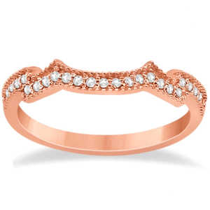 18K Rose Gold <b>Butterfly</b> Milgrain Diamond Ring & Wedding Band 0.40ct Elegant Wedding <b>Jewelry</b> - Product Image 3