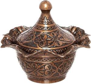 Azucarero decorativo de latón antiguo con tapa para el hogar y el restaurante Cuencos de diseño premium para postres Cuencos antiguos ocasionales - Product Image 3