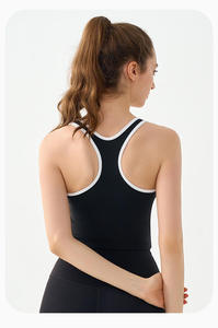 Débardeur de yoga personnalisé avec blocage de couleur, dos nageur, logo personnalisé, sport, sans manches, fitness, débardeur de yoga pour femmes - Product Image 6