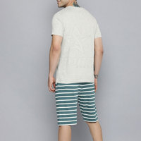 Conjunto de Camiseta y Pantalones Cortos Casuales para Hombre, Corte Ajustado, Algodón/Poliéster, Manga Corta, Estampado, Transpirable, Diseño Veraniego, Color/Logotipo Personalizado
