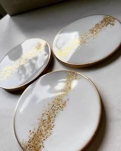 Special Quality <b>Epoxy</b> <b>Resin</b> Trendy Design <b>Table</b> Decoration Set of 2 <b>Resin</b> Tea Coasters <b>for</b> Home and Office Use <b>For</b> Orange Color - Product Image 5