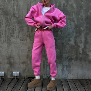 Jersey personalizado Fitness Chándal 2 piezas Sudadera con capucha Conjuntos Entrenamiento Fleece Zip Up Entrenamiento Deportes Jogger Set para mujeres - Product Image 3