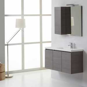 90 cm Right-Sided Bathroom Cabinet with <b>Doors</b> <b>Mirror</b> Miami Wall Unit Set - Product Image 1