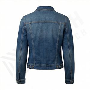 Veste en jean élégante pour femmes, couleur personnalisée, coupe ajustée, poches avant, style de rue quotidien, look tendance, manteau élégant - Product Image 2