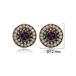 Pendientes redondos de topacio místico, joyería turca hecha a mano, de Plata de Ley 925, piedra CZ auténtica - Product Image 2