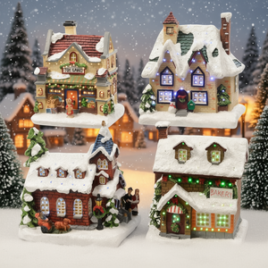 Assortiment de maisons décoratives avec lumières (9x11x12,5cm) Décorations de Noël Catégorie de produit Kaemingk Maisons lumineuses (9x11x12,5cm) Assortiment - Product Image 3