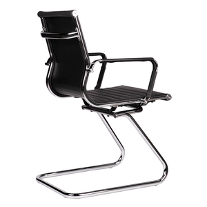 Chaise de bureau ergonomique contemporaine HOM1007-03 en cuir moderne, dossier mi-haut, base cantilever chromée, design relevable, mousse - Product Image 1