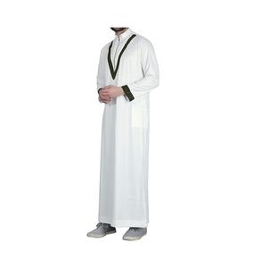 Vente chaude Broderie Arabe Hommes Thobe Caftan À Manches Longues Islamique Jubbah Thobe Logo Personnalisé Respirant Vêtements Islamiques - Product Image 5