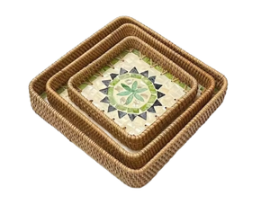 Plateaux en osier naturel Plateau de service en rotin Vietnam Assiette de rangement Rectangle Petit déjeuner à prix compétitif - Product Image 2