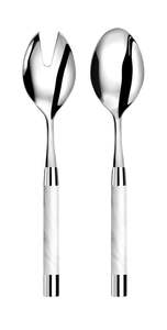 Juego de servidor de ensalada de acero inoxidable de alto brillo con borde contemporáneo y estilo clásico, ideal para todo tipo de ensaladas - Product Image 5