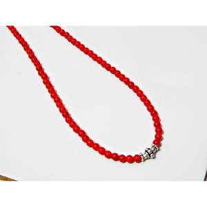 Genuine Natural Italian Coral <b>Necklace</b> <b>Handmade</b> Sterling <b>Silver</b> Fashion Beaded Jewelry 4x4 mm Gemstone Beads NL0107-GS - Product Image 1