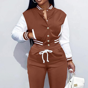 Vestes universitaires légères et confortables pour femmes, Streetwear à boutons, manches en cuir respirant pour les sports universitaires, style de rue - Product Image 1