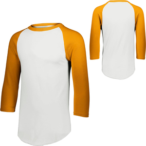 Camiseta de Béisbol Unisex de Manga Tres Cuartos, Cuello Redondo, Color Gris Granate, Algodón, Corte Regular para Adultos - Product Image 3