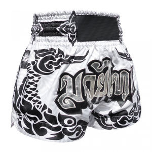 กางเกงขาสั้นชกมวยสำหรับผู้ชายดีไซน์ตามสั่งปักลายซับลิเมตชุดศิลปะการต่อสู้ทำจากผ้าฝ้ายแบบไทย - Product Image 3