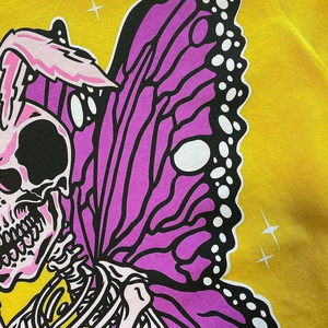 T-shirt graphique jaune avec imprimé lapin squelette, streetwear, tee-shirt en coton surdimensionné, mode hip-hop - Product Image 2