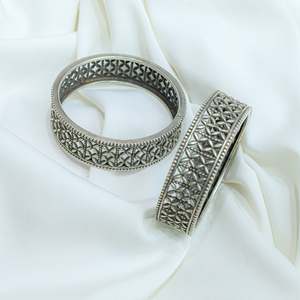 925 Silver Ditya Petal Jali Statement Bangle Single Piece Fine Silver Bangles - Product Image 3