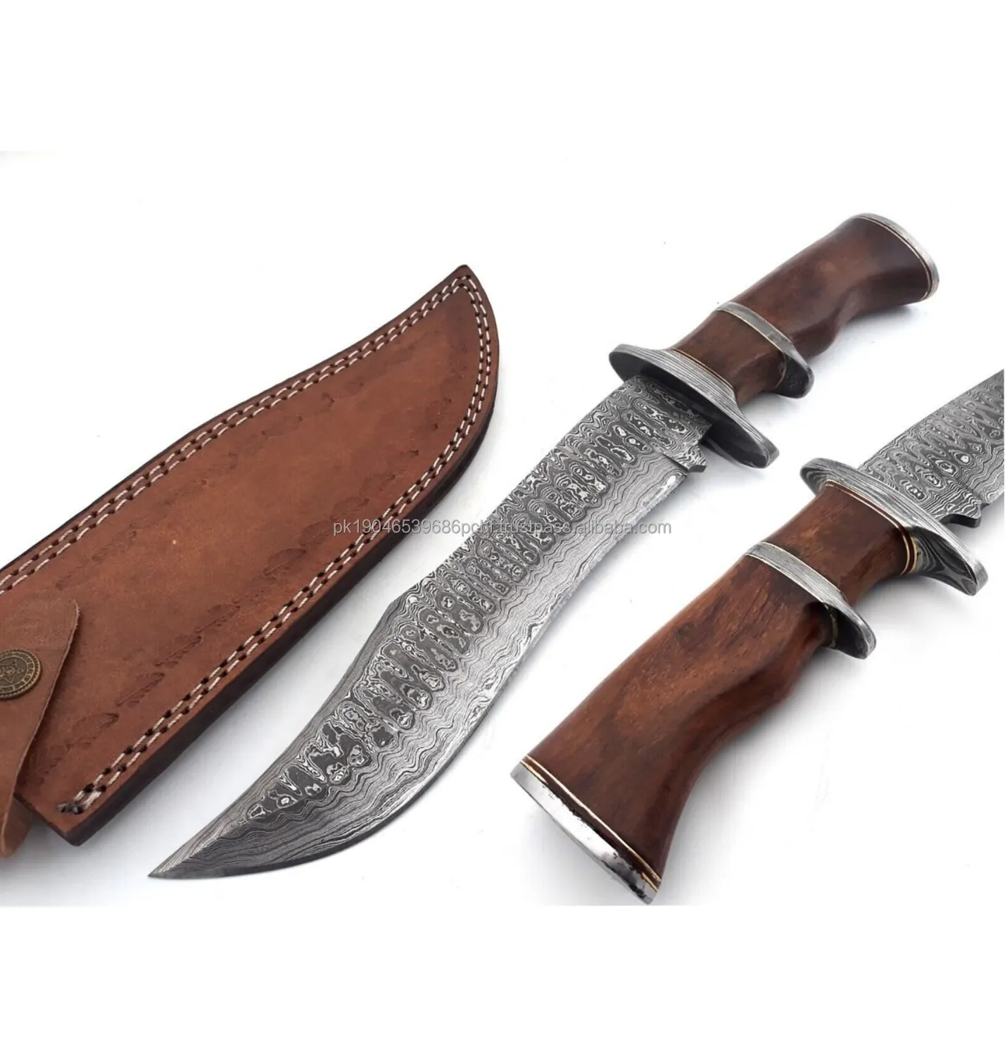Couteau de chasse en acier damas de qualité industrielle manche en bois de rose OEM/ODM/OBM couteau de chasse d'une épaisseur de 0,013 à 0,024 pouce