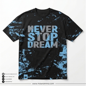 Camiseta Gráfica Oversize Personalizada para Hombre, Estilo Urbano, Algodón Negro, Casual, con Estampado de Letras 'Never Stop Dream', Transpirable, OEM - Product Image 3