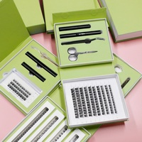 Kit de pestañas postizas hechas a mano con puntas, pestañas inferiores gruesas y largas de 8-18 mm, pelo sintético, 12 filas