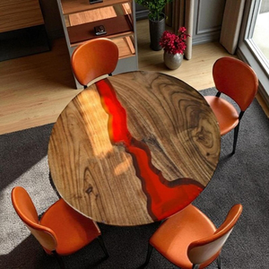 Table basse en bois et résine époxy artisanale de qualité export, avec design à bord vif, pour des espaces de vie uniques - Product Image 1