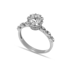 Anillo Solitario Bloom con Circonita Transparente, Joyería Turca Hecha a Mano al por Mayor en Plata de Ley 925 - Product Image 3