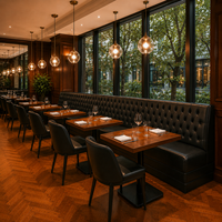 Meubles de restaurant American Diner, banquette en cuir noir, structure en bois de noyer, table et chaises de café, ensemble de meubles pour restaurant