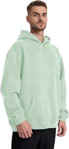 Sweat-shirts à capuche d'hiver surdimensionnés et lourds pour hommes et couples, pull-over 100% coton uni teint vintage délavé à l'acide - Product Image 4