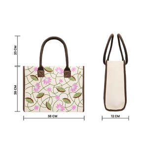 Sac à main bohème pour femme Pichwai, sac fourre-tout en toile de coton de haute qualité, broderie, décoration à pompons, fermeture ouverte, cadeau de luxe - Product Image 2