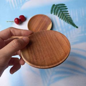 Mini plato de madera de acacia condimentos salsas plato forma redonda 7,5 cm plato vajilla - Product Image 5