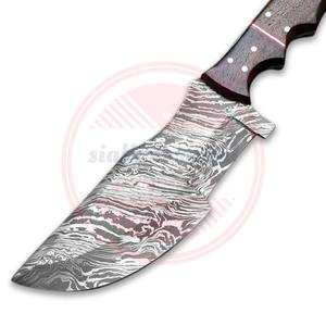 Couteau de traqueur en acier damas personnalisé fait à la main de haute qualité avec étui en cuir couteaux de camping en plein air - Product Image 3