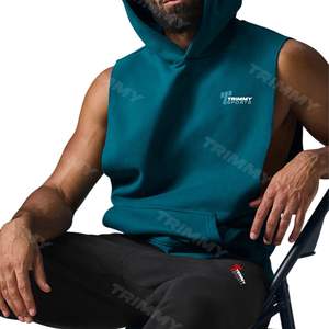 Unisex verano invierno gimnasio chaleco 100% algodón Streetwear Sudadera con capucha cremallera Logo estilo deportivo personalizado sin mangas sudaderas con capucha hombres mujeres gran oferta - Product Image 4