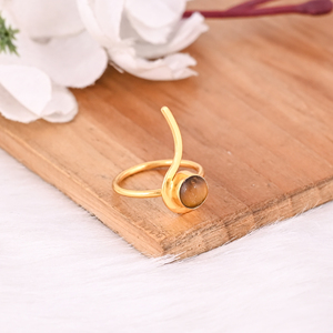 Solid 925 Sterling <b>Silver</b> Tiger Eye Gemstone Yellow Gold Plated Handmade <b>Stacking</b> Band Minimalist Women's <b>Ring</b> Jewelry - Product Image 2