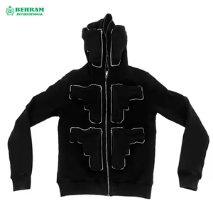 Sudadera con Capucha Unisex Negra con Cremallera, Logotipo Personalizado, Forro Polar 3D/Felpa Francesa, Secado Rápido, Transpirable, para Invierno - Product Image 2