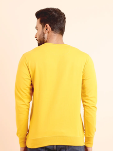 Sudadera de cuello redondo de manga larga con estampado de loopknit de la mejor calidad para hombres amarillo cómodo duradero uso diario para todas las estaciones - Product Image 6