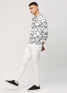 Sudadera con capucha y sudadera unisex para hombre Patrón de estampado de cuello redondo de rizo francés personalizado de invierno en negro para hombres altos - Product Image 6