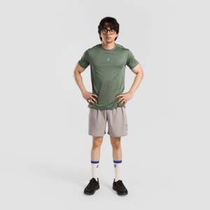 ARR X GAI Sporty Light Grey Gym Shorts <b>Mid</b> Waist Elastic Closure Polyester Jogger Shorts with Logo Embroidery Hot Styles - Product Image 4