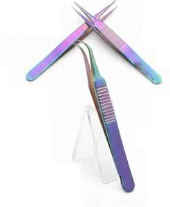Ensemble de pinces à cils en acier inoxydable avec pointes droites et courbées - Réutilisables et écologiques - Product Image 2