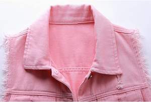 Gilet en jean décontracté pour femme, veste sans manches effilochée, avec hauts déchirés, sublimation personnalisée pour l'hiver - Product Image 3