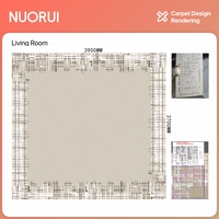 Tapis sur mesure à motif minimaliste bleu jaune effet aquarelle en laine et fibre de bambou pour la décoration de penthouse et de hall d'hôtel